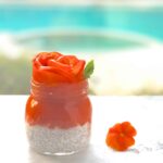 A side shot of persimmon coconut chia pudding
