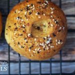 an overhead shot of a bagel